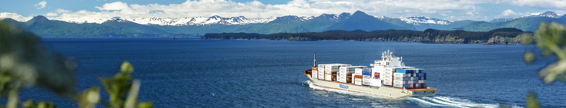 A Matson ship full of containers sails in the Alaska service.