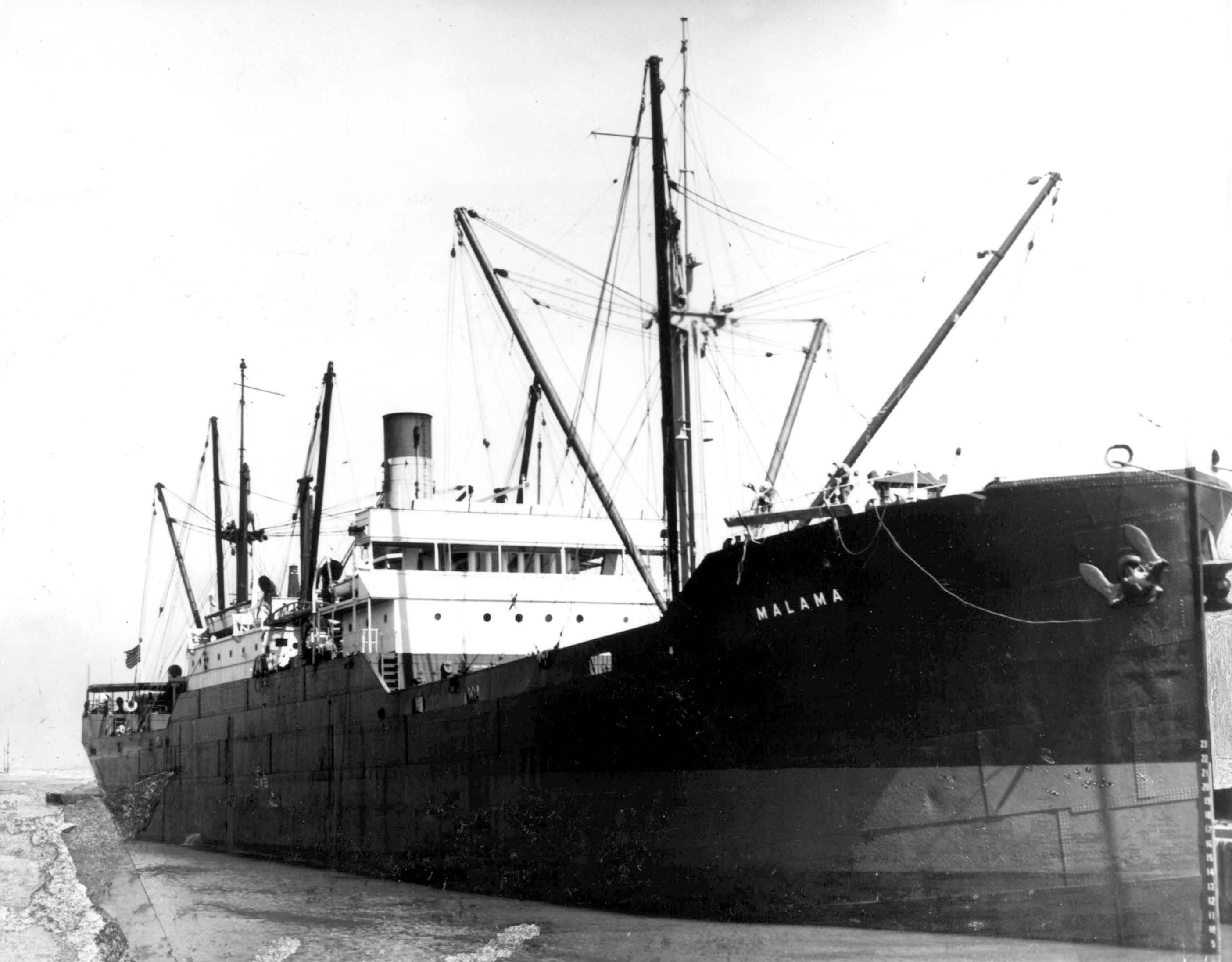 Black and white image of Malama