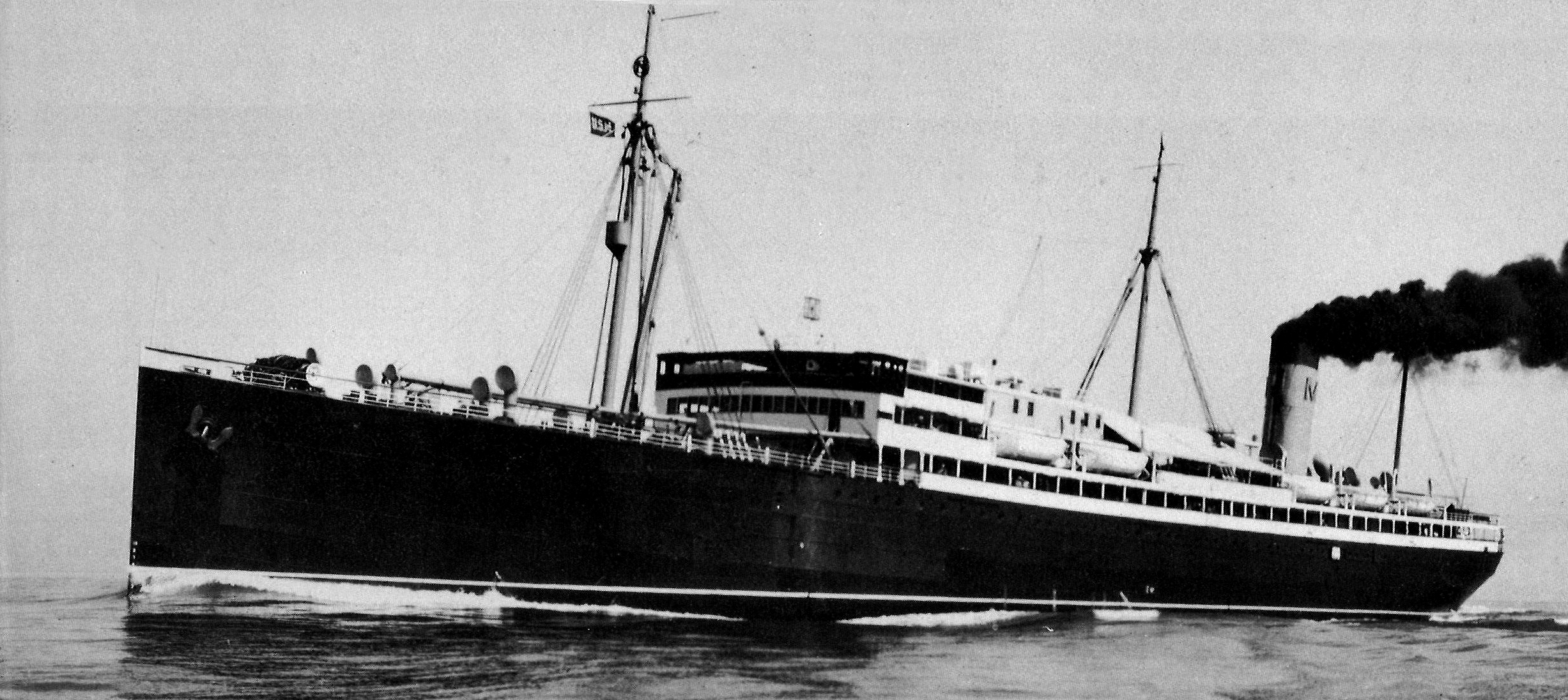 Black and white image of Matsonia at sea